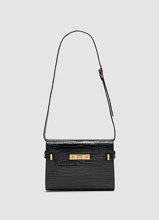 Жіноча сумка saint laurent manhattan medium leather shoulder bag black croco 24 х 18 х 6 см
