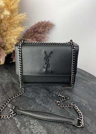 Жіноча сумка saint laurent black дефект (подряпини на лого, потертість ззаду сумки)