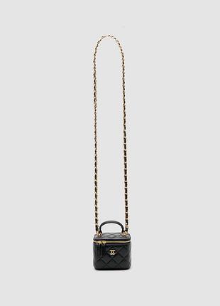 💎 chanel classic black lambskin pearl crush mini vanity case 11 х 10 х 7 см