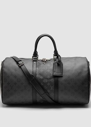 💎 louis vuitton keepall bandouliere reverse monogram eclipse canvas 50 black