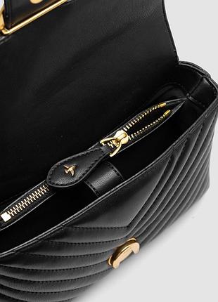 Женская кожаная сумка pinko mini classic lady love bag puff chevron чёрная 23 х 13 х 8 см