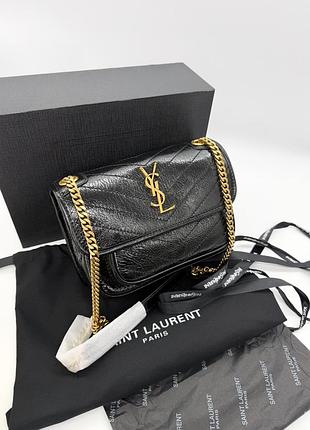 Saint laurent niki baby in crinkled vintage leather 18х12