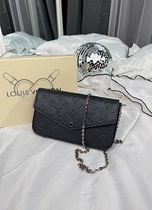 Louis vuitton felicie pochette monogram empreinte leather black 21х12х3