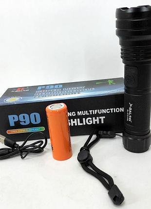 Мощный аккумуляторный лед фонарик bl-k70-p90, переносной фонарь повербанк, фонарь переносной bg-343 для охоты