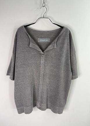 Oska garment dyed hemp cotton women’s blue short sleeve sweater oversized 0 size