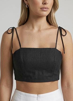🌸 кроп-топ із льоном asos з трендовими зав'язками 🌸