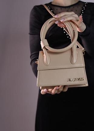 Женская сумка jacquemus le chiquito noeud бежевая 20x15x9