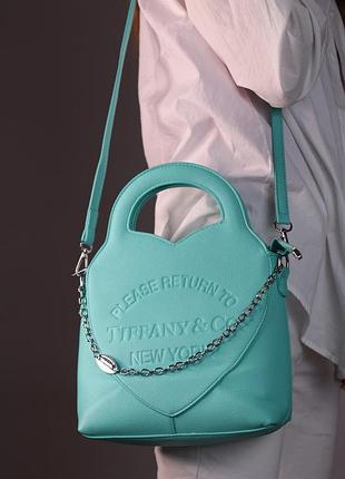Женская сумка tiffany&co mini tote bag бирюзовая