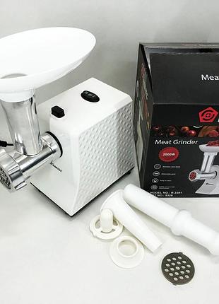 Электрическая универсальная мясорубка domotec r3391 2000 w, мясорубка с насадками для нарезки овощей iq-91