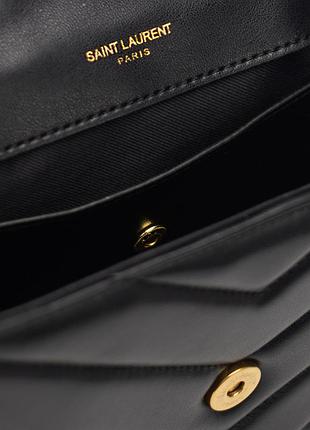 💎 saint laurent loulou small in matelassé lambskin black/gold 25 х 15 х 6.5 см