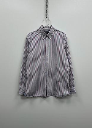 Класична сорочка hackett london slim fit striped button ups shirt white/red/blue