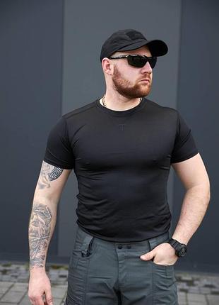 Футболка летняя перфорация military, черная