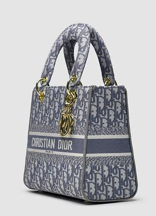 💎 christian dior medium lady d-lite bag grey 23 х 19 х 11 см