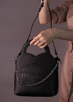 Жіноча сумка tiffany&co mini tote bag чорна 25x30x9