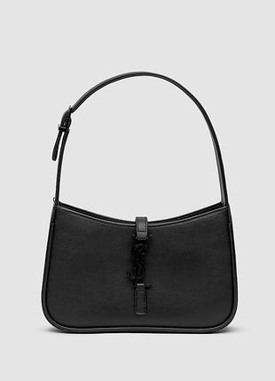 💎 saint laurent hobo le 5 a 7 leather shoulder bag in black/black 24 х 14 х 6.5 см