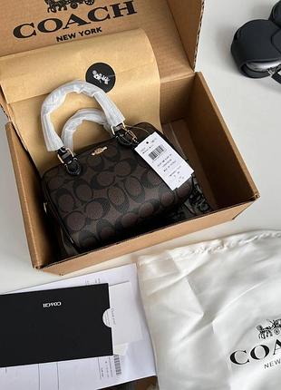 💎 coach rowan brown satchel in signature canvas 17 x 12 x 10 см