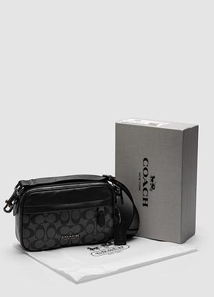Чоловіча сумка coach academy crossbody signature canvas blue 22 х 15 х 6 см