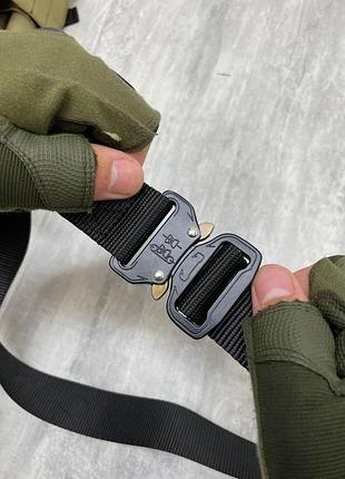 Мужской ремень тактический с металлической пряжкой черный до 121 см