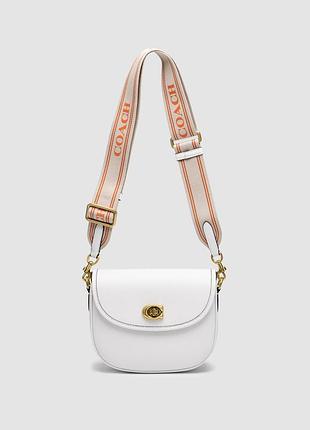 💎 coach polished pebble willow saddle bag white 22 x 18 x 7 см