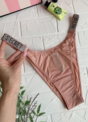 Трусики victoria's secret very sexy shine strap оригінал рожеві бразиліани стрази