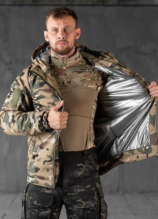 Зимова тактична куртка soft shell з утепленням omni-heat мультикам