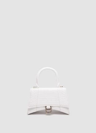 💎 balenciaga hourglass handbag small in crocodile embossed calfskin white 22 х 12 х 9.5 см
