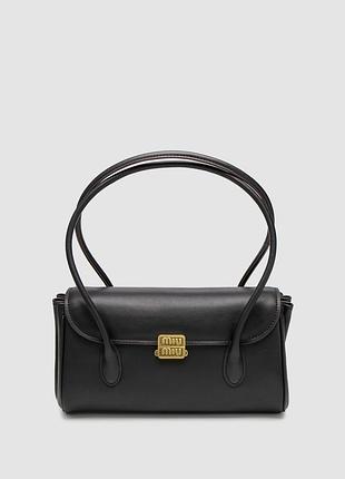 💎 miu miu black leather shoulder bag black 27.5 х 16 х 8 см
