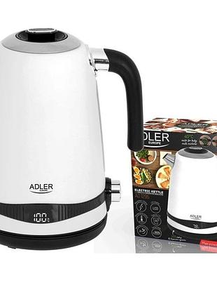 Чайник металлический adler ad 1295w 1.7 л электрический с терморегулятором 40-100 °с qc-90