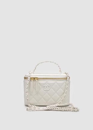 💎 chanel classic white lambskin pearl crush vanity bag white 16 х 11 х 8 см