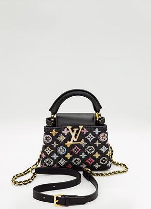 Louis vuitton capucines bb black multicolor embroidered monogram