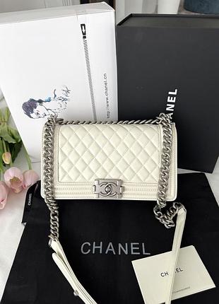 Chanel boy beige silver 25x15x8