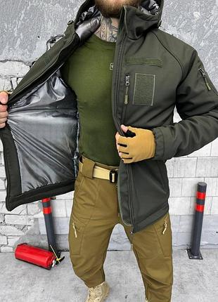Зимова тактична куртка soft shell з утепленням omni-heat хакі