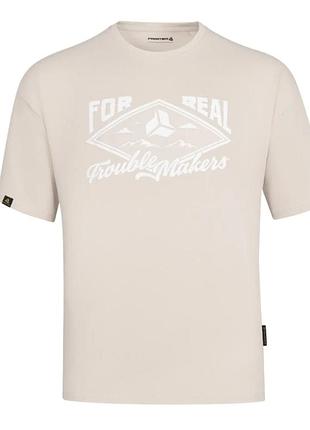 Футболка лобовичья frontier big white logo taupe