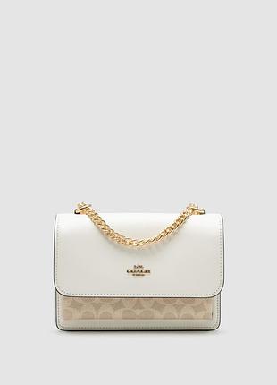 💎 coach mini klare crossbody in signature canvas cream/brown 21 х 15 х 7 см