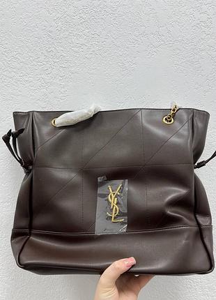 💎 saint laurent jamie shopping leather tote bag urban grey 34 х 33 х 10 см