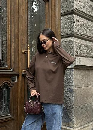 👕 miu miu cotton piqué polo shirt brown