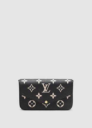 💎 louis vuitton félicie pochette bag black/beige 21 х 12 х 3.5 см