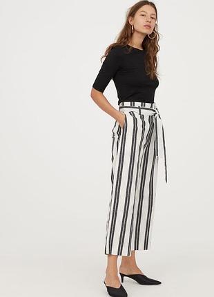 Льняные брюки в полоску h&amp;m