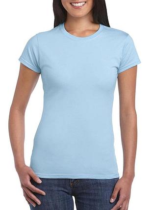 Женская голубая футболка без принта