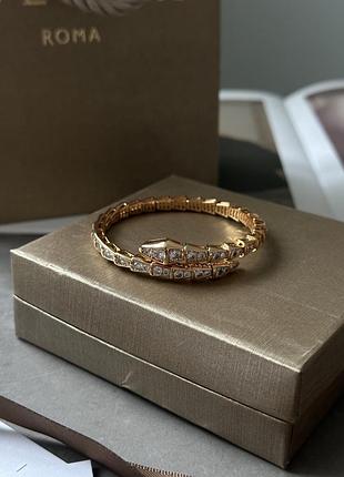 👑 bvlgari serpenti viper full pavé diamond bracelet 18k yellow gold one size