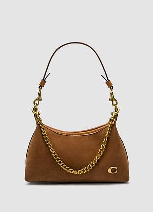 💎 coach juliet shoulder bag honey brown suede 25 х 15 х 9 см