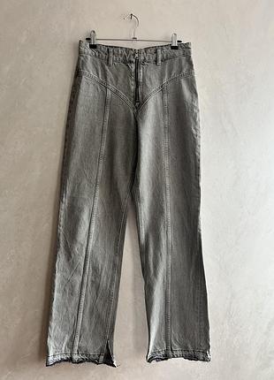 Сірі джинси zara з акцентними швами та блискавкою спереду (розмір s / 36)