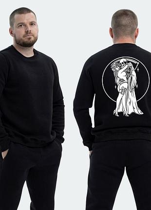 Мужской свитшот на флисе с принтом девушка танцует со смертью, черный xxl