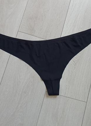 Чорні трусики безшовні стрінги базові бікіні гладкі танга love leggings 3xl 18 46