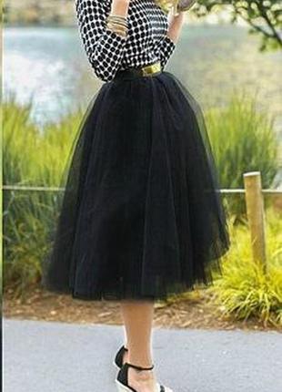Фатиновая юбка пачка, женская, многослойная, 5 слоев фатина,🔝 пышная, нарядная, черный3 фото