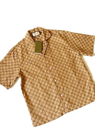 Новая мужская монограмная рубашка gucci gg jacquard