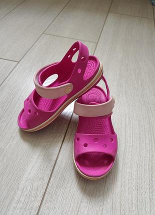 Кроксы оригинал, аква шузы, босоножки на липучке из силикона, crocs c12. сандали на девочку 29