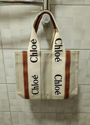 Сумка-тоут chloé small woody tote bag