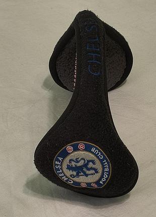 Vintage, 80- те fc chelsea,бренд- 180s - наушники-обогреватели фанатские из черного флиса с эмблемой фк челси - р. -55 -60