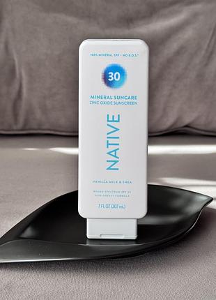 Солнцезащитный лосьон для тела native mineral suncare zinc oxide sunscreen spf 30 vanilla milk &amp; shea, 207 мл